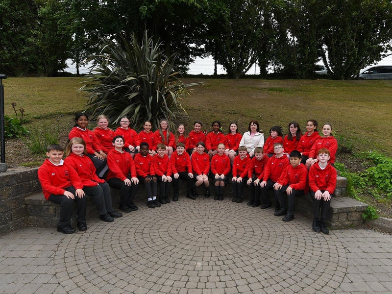 Mrs Taggart pictured with her P7 class at Lisnagelvin Primary School.