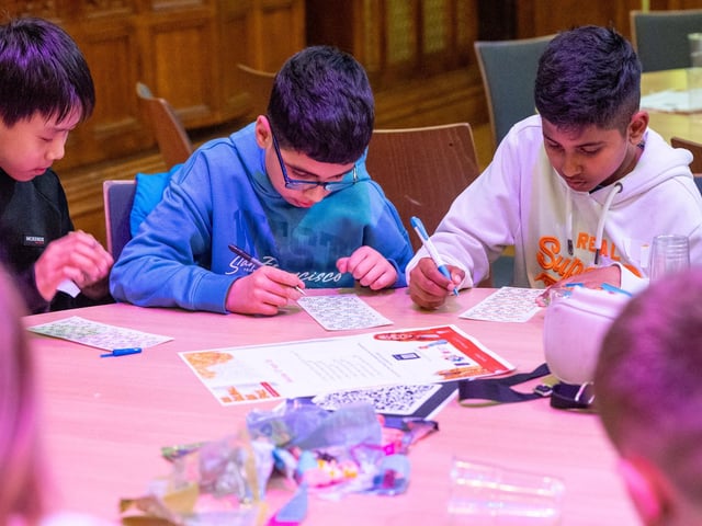 The Mayor Councillor Lilian Seenoi-Barr has once again hosted an Our Guildhall Our Space event for younger and older people in April with entertainment from In Your Space Circus School, Black Paddy, Richie Remo and DJ Tyree Patton. Picture Martin McKeown. 12.04.25 : Pictured are guests at the Mayor's penultimate Our Guildhall, Our Space in Derry.