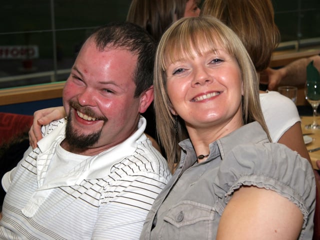 Having fun at the Lifford Stadium are, John Harbison, and Katie Harbison 0150JML : .