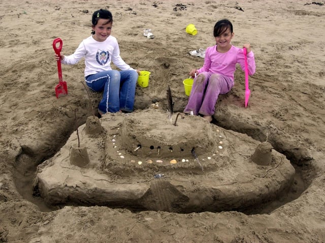 All smiles at the sand castle building competition in Lisfannon.