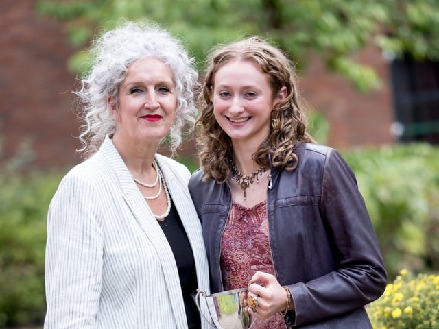 Ms Sharon Mallett (Principal) and Dearbhla Doherty (winner of The Wishart Group Cup for Outstanding Scientific Achievement).