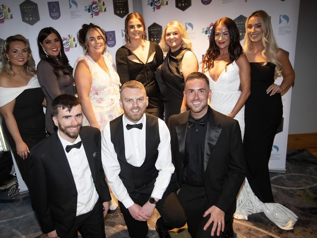 Gavin Melly and staff from the Bud Club pictured at the Mayor's Charity Ball in the Everglades on Friday night last.