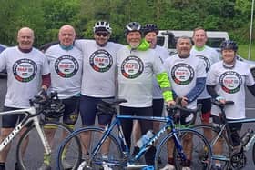A few of the cyclists who will set off from Malin on Saturday to raise funds for Medical Aid for Palestine.