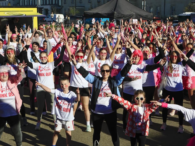 Warming up at the Cancer Focus NI Pink Run held in Ebrington Square, on Sunday. (Photo - Tom Heaney, nwpresspics)