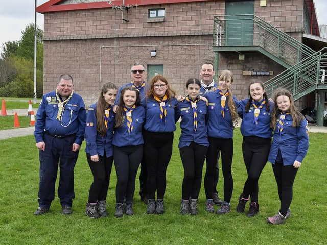 Leaders and scouts from of the 1st, 2nd and 3rd Derry, St May’s Creggan Scouts who took part in the Errigal Cup and Shield County Finals held at the City of Derry Rugby club. Photo: George Sweeney