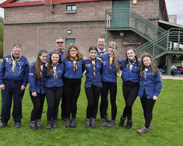 Leaders and scouts from of the 1st, 2nd and 3rd Derry, St May’s Creggan Scouts who took part in the Errigal Cup and Shield County Finals held at the City of Derry Rugby club. Photo: George Sweeney