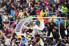 Pope Francis arriving for the closing Mass for the World meeting of families in Dublin in 2018. (Photo by Jeff J Mitchell/Getty Images)