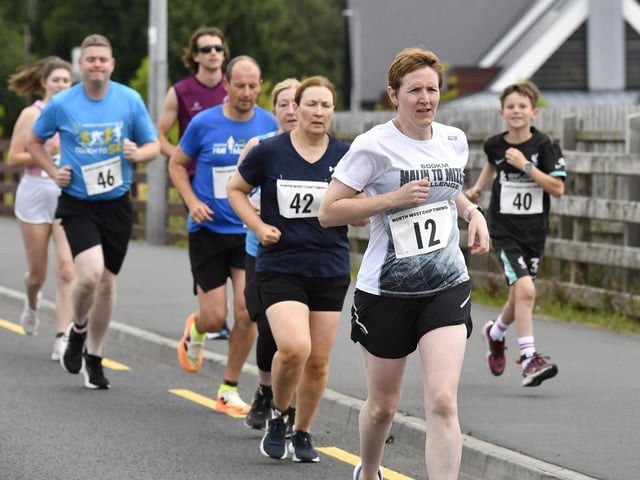 Competitors taking part in the Muff Feile 5km run on Saturday morning. Photo: George Sweeney