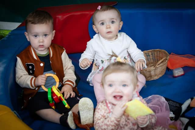 Some of the toddlers enjoying their own fun in the play pen during the Féile 'Big Family Night Out' at Inveroe, Creggan.