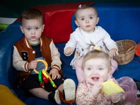Some of the toddlers enjoying their own fun in the play pen during the Féile 'Big Family Night Out' at Inveroe, Creggan.
