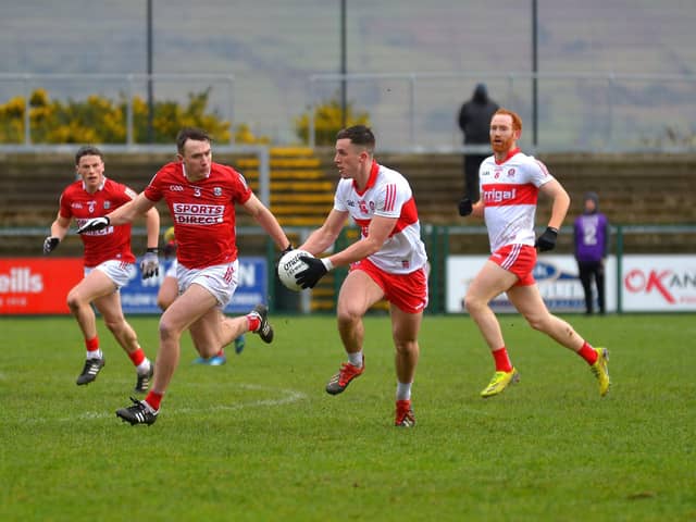 Shane McGuigan was in superb form for Derry in Newbridge, hitting 1-07 as the Oak Leafers won by 14 points. Photo: George Sweeney. DER2208GS - 002