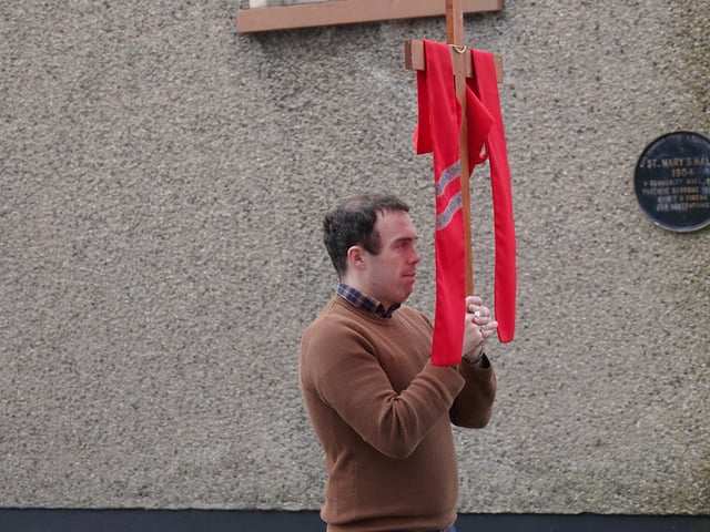 The Palm Sunday Procession on Sunday, March 24 from St, Mary's Oratory in Buncrana, during which prayers and reflections were offered and read.