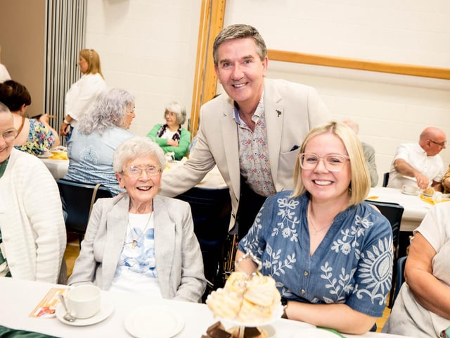 Daniel O'Donnell greets guests at the Afternoon Tea with Daniel O'Donnell on Sunday  in St Mary's College, Derry, in conjunction with St Eugene's Cathedral. Picture: Stephen Latimer.