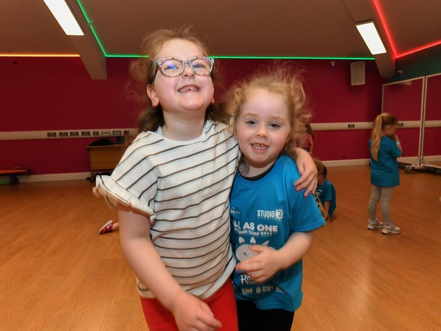 Some of the children from across the community who participated in the week long Good Relations, arts based, Summer Camps held at Studio, supported by Radius Housing Association. Photo: George Sweeney