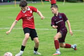 Action from the Sligo Rovers v Linfield U13 game at the Colin Colhoun Memorial football tournament, organised by Maiden City Soccer Academy, and held in Lisneal College grounds. (Photo - Tom Heaney, nwpresspics)