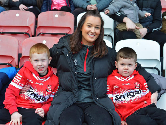Fans in Celtic Park on Sunday afternoon for Derry's National football League game against Mayo. Photo: George Sweeney