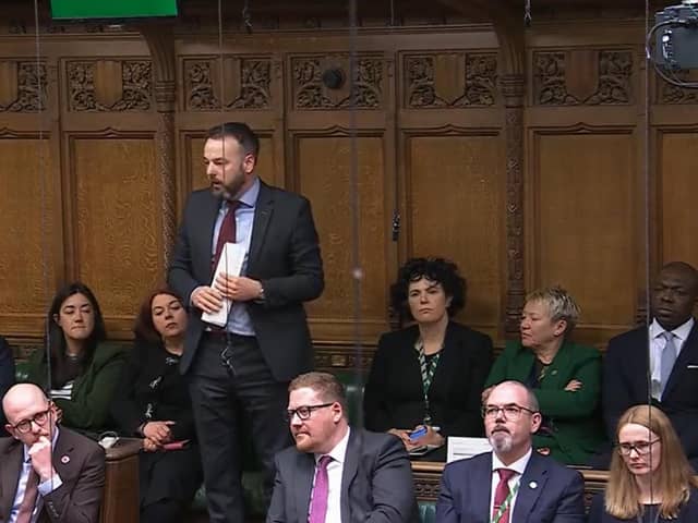Colum Eastwood speaking in the British House of Commons on Wednesday.