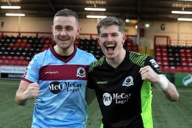 Mikhail Kennedy's goal and Gareth Muldoon's penalty save earned Institute victory over Ards in the IFA Cup 6th Round. Photograph: George Sweeney