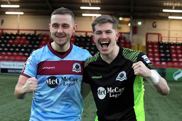 Mikhail Kennedy's goal and Gareth Muldoon's penalty save earned Institute victory over Ards in the IFA Cup 6th Round. Photograph: George Sweeney