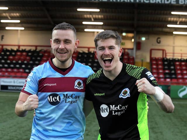 Mikhail Kennedy's goal and Gareth Muldoon's penalty save earned Institute victory over Ards in the IFA Cup 6th Round. Photograph: George Sweeney