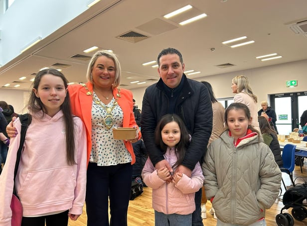 Mayor of Derry and Strabane, Councillor Sandra Duffy, pictured with the Jackson family at the Waterside Shared Village at the weekend