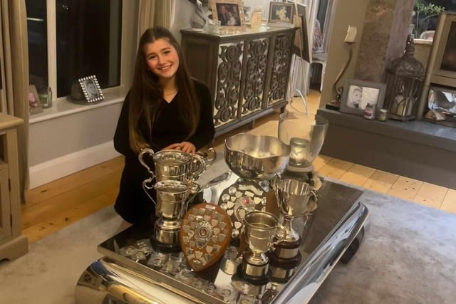 14 year old Willow McIntyre, who was placed 1st in the Popular song age 14-16 (WJ McDaid cup);  1st in the English set song age 14-16, (Phyllis Simms cup) and also 1st in the Irish Set song (Casey cup).She also won  the Niamh and Bronagh McCafferty cup and the prestigious Rose O’Doherty award.Willow was also awarded three Special awards, the Eileen Coyle cup for most points in the vocal section for under 16, the Edward Henry O’Doherty shield for most points at the Feis and winner of the Maureen Downey cup for most promising competitor in drama section for under 16.