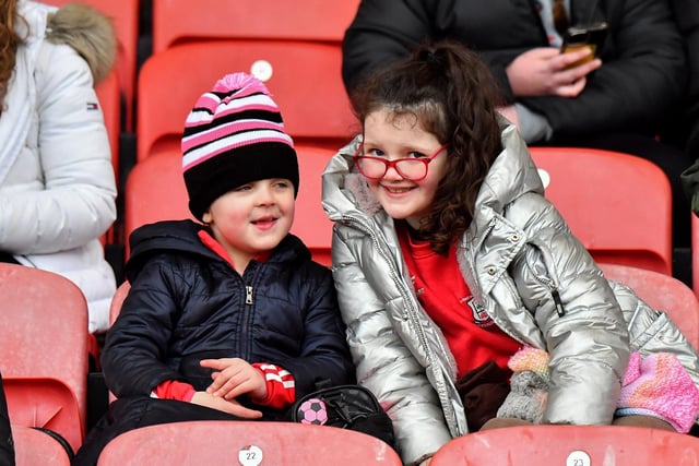 Fans at Derry’s NFL game against Galway at Celtic Park on Saturday evening. Photo: George Sweeney