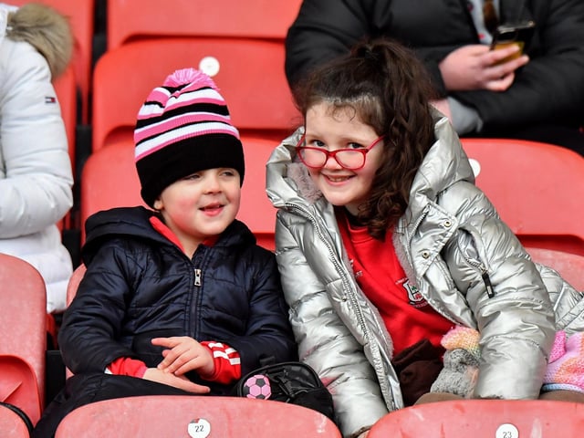 Fans at Derry’s NFL game against Galway at Celtic Park on Saturday evening. Photo: George Sweeney