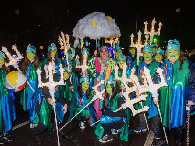 On the Ninth Wave, the parade in Derry which brought the annual Derry City and Strabane District Council Halloween Awakening of the Walled City to a dramatic conclusion followed by a fireworks display over the River Foyle. Picture Martin McKeown. 31.10.22
