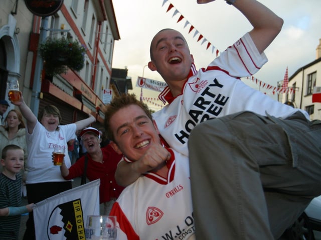 Celebrating Tyrone winning the All-Ireland Senior Football Championship against Armagh in September 2003