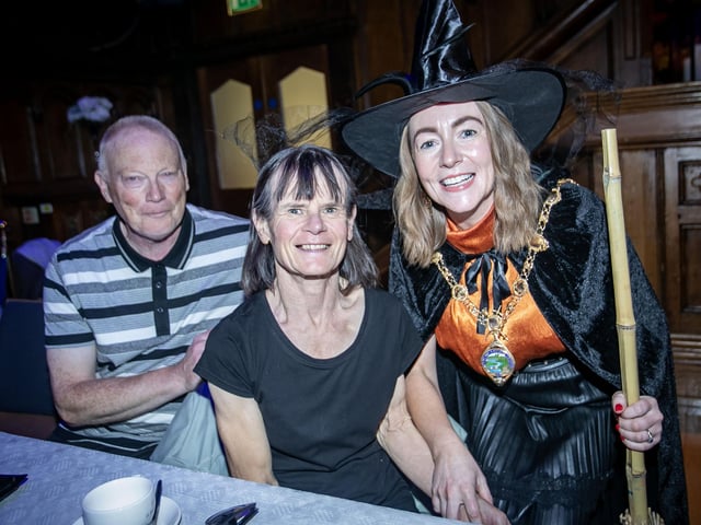 The Mayor, Grace Ui Niallais pictured at Monday's Halloween Tea Dance with Jane Maguire and Robert Creswell.