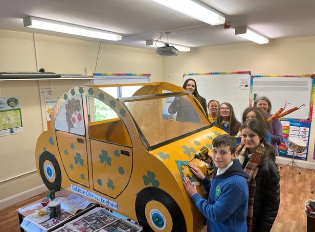 Students worked collectively to design, create and decorate their Donegal coloured Beetle Car.