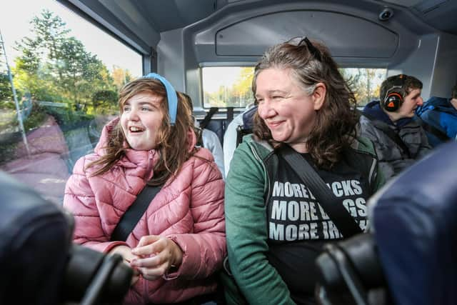 Pupils from Ardnashee School take part in Translink's Zero Heroes Roadshow, Derry.