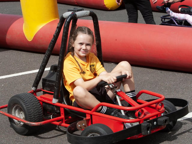 Nine years-old Annie Doherty enjoying some of the amusements at Saturday's Féile 23 'Big Bog BBQ. (Photos: Jim McCafferty Photography)