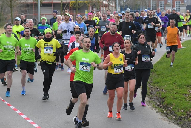 Competitors make their way around St Columb’s Park on Saturday morning. Photo: George Sweeney