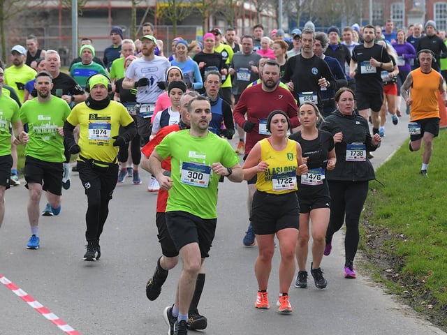 Competitors make their way around St Columb’s Park on Saturday morning. Photo: George Sweeney