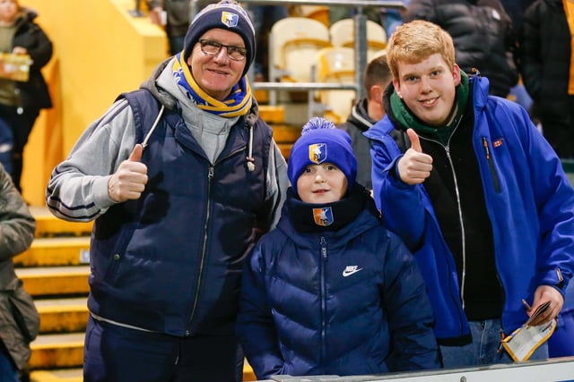 Stags fans at the One Call Stadium for the match against Colchester Utd.