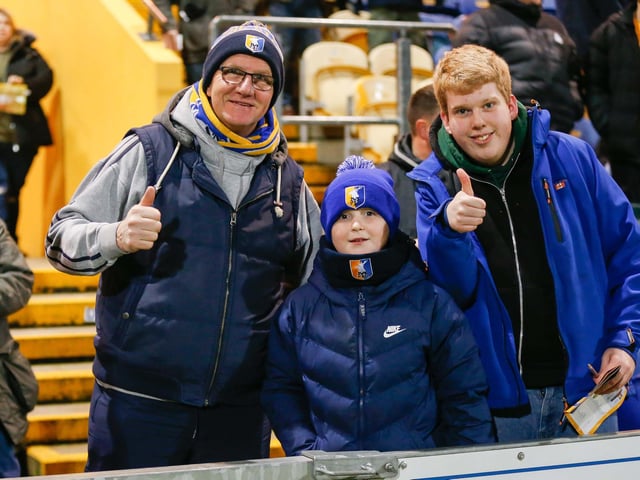 Stags fans at the One Call Stadium for the match against Colchester Utd.