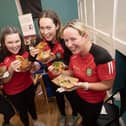 Sean Dolans GAC coaches Rachael Doherty, Margaret Canning, Michelle Glenn and Laura Deeney enjoying some of the delicious food served up at the Cookery Masterclass in Creggan's Old Library Trust on Wednesday night. (Photos: Jim McCafferty Photography)