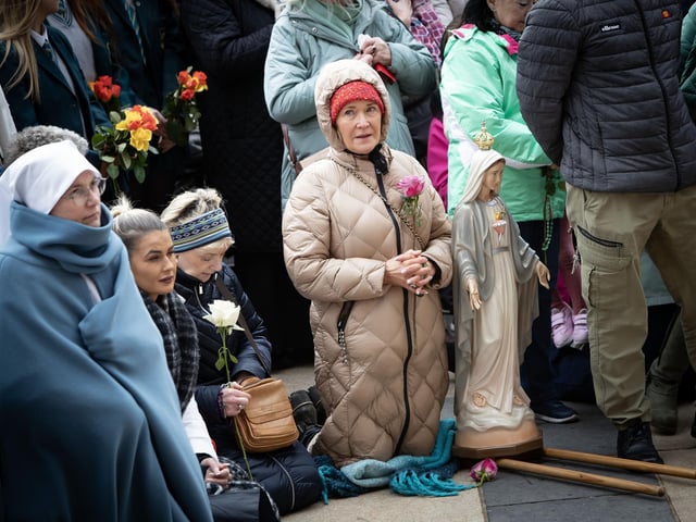 Praying the Rosary in Guildhall Square on Saturday.