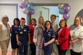 Dr. Meabh Cosgrove, Western Trust Divisional Clinical Lead for Obstetrics and Gynaecology with staff at the official opening of a new antenatal clinic at Altnagelvin.