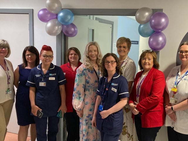 Dr. Meabh Cosgrove, Western Trust Divisional Clinical Lead for Obstetrics and Gynaecology with staff at the official opening of a new antenatal clinic at Altnagelvin.