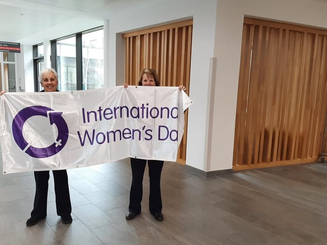 Health service workers celebrating International Women's Day at the Western Trust