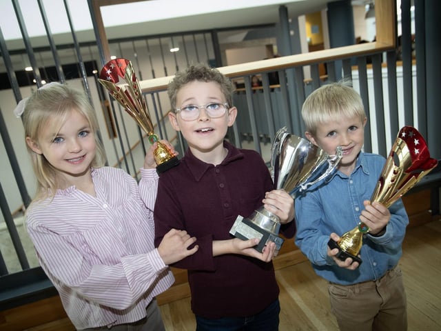 A family celebration of trophy victories at the Feis on Saturday.
