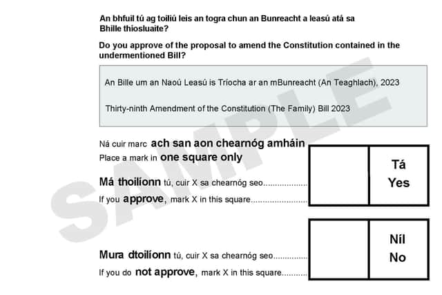 The first referendum – the 39th proposed Amendment – has been described as ‘The Family Amendment’ by the Electoral Commission.
