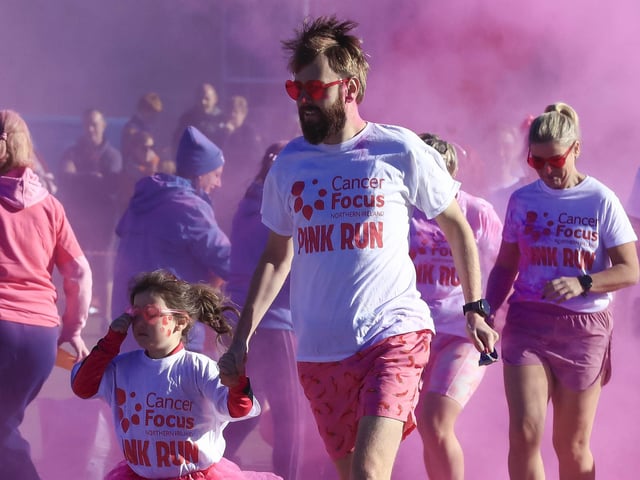 People taking part in the Cancer Focus NI Pink Run held in Ebrington Square, on Sunday. (Photo - Tom Heaney, nwpresspics)