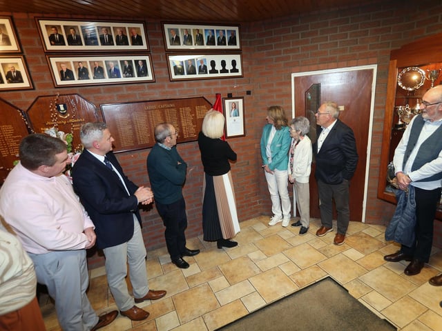The unveiling of a plaque highlighting the fantastic achievements of City of Derry golfer Naoimh Quigg on Friday night. (Photos: Jim McCafferty Photography)