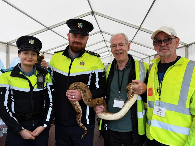 Members of An Garda Síochána and volunteers pictured at the Muff Féile. Photo: George Sweeney