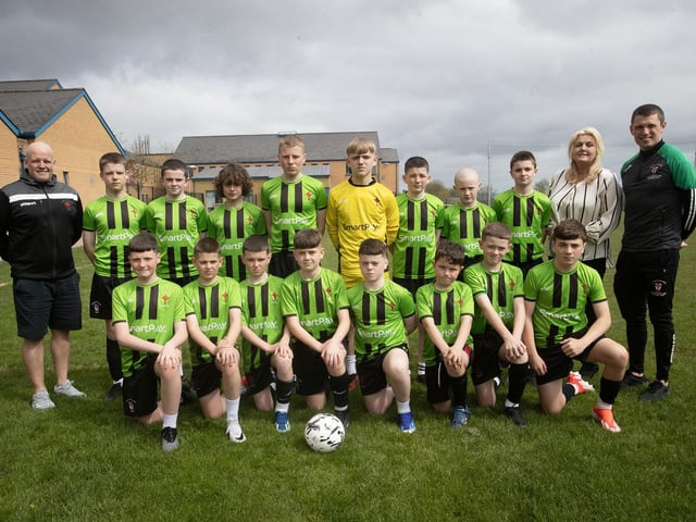 The St. Joseph’s Boys' School squad who take on Aquina Grammar on Thursday in the NI Schools U12 Plate Final at the Danny Blanchflower Stadium.
