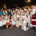 Dancers from City Dance who entertained the crowds who lined the streets in Derry as Santa and the Mayor Councillor Patricia Logue switched on the Christmas lights. Picture Martin McKeown. 24.11.23
